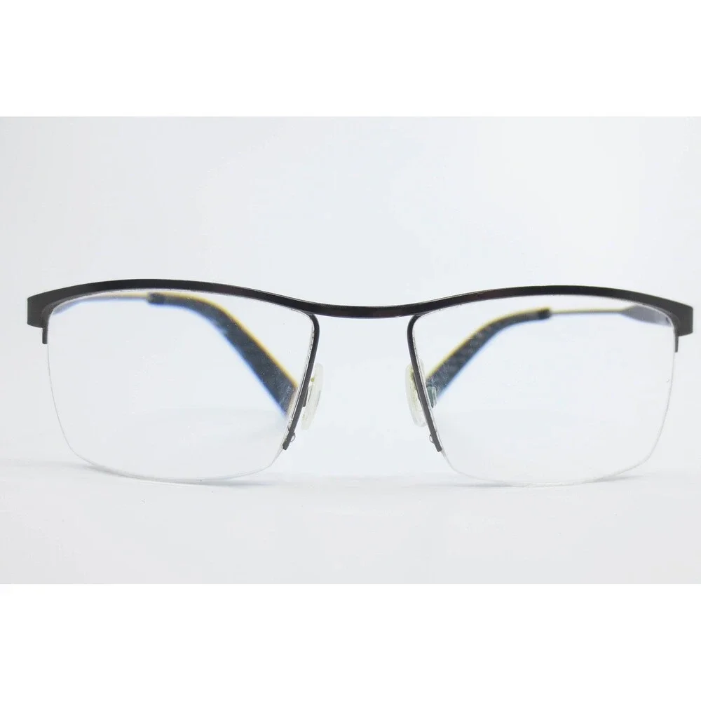 Nautica N7337 Mens Rectangular Semi Rimless Eyeglasses Dark Brown 54-18-145